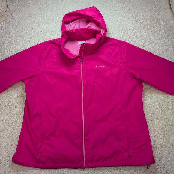 Columbia Hooded Windbreaker Jacket Women’s 3X Plus Size Hot Pink Outdoor - Picture 6 of 10
